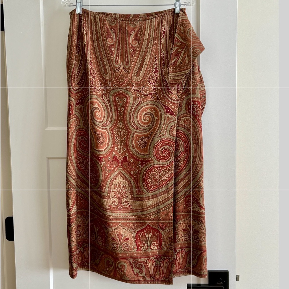 Ralph Lauren Paisley Maxi Skirt in Red and Gold